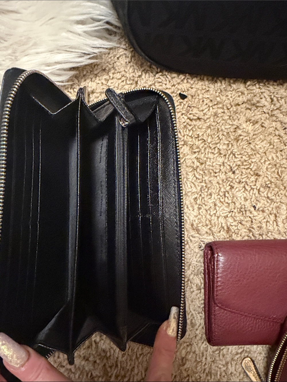 Michael Kors Black and Burgundy Leather Wallets Set 3 - Picture 4 of 4